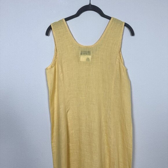 FLAX by Jeanne Engelhart 100% Linen Maxi Dress Size Petite US Small 4 - 6 Yellow - Picture 7 of 16